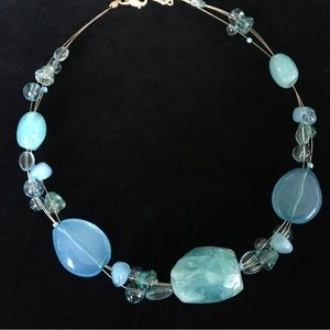 Blue and Silver Beaded Necklace